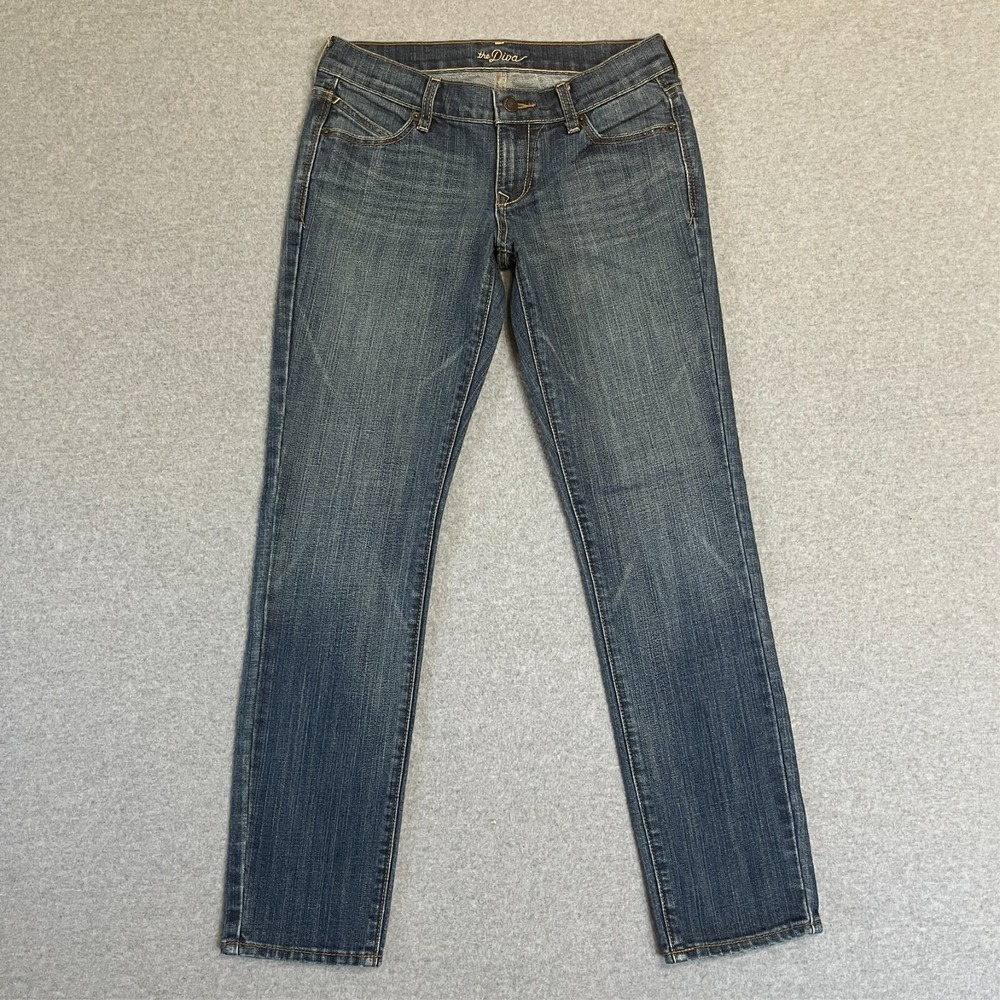 Old Navy Jenas Womens 1 Blue Skinny The Diva Low Rise Medium Wash Faded Denim